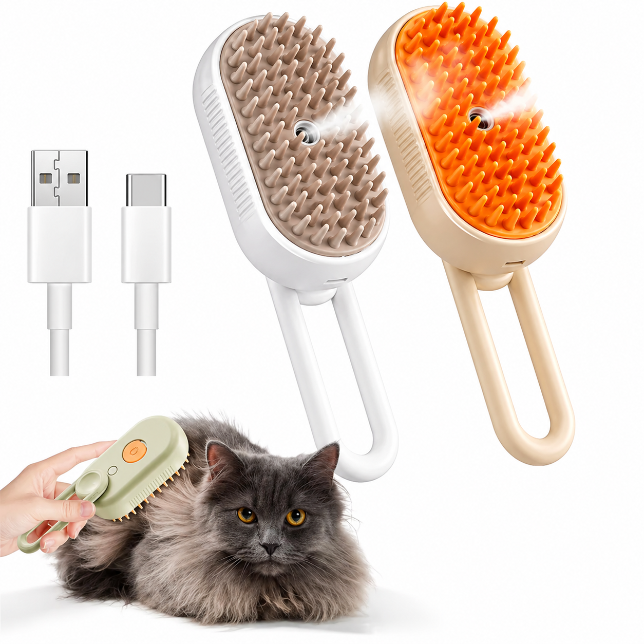 3-in-1 Steam Pet Brush - Stress-Free Grooming!
